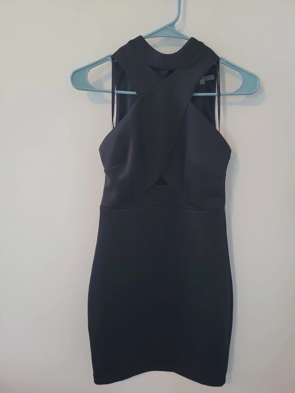 Guess Black Sleeveless Cross-Front Mini Dress
